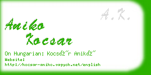 aniko kocsar business card